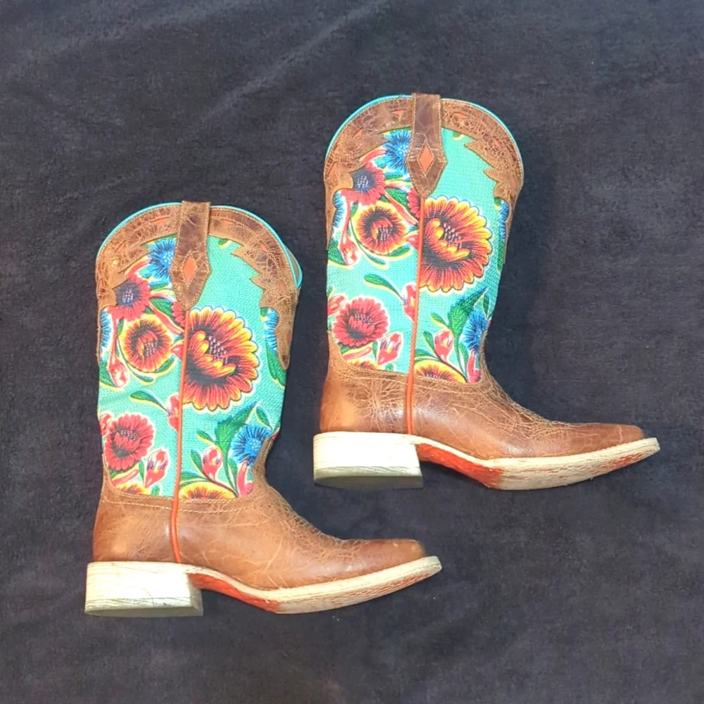 Ariat Circuit Champion Floral Square Toe Cowboy Boots - Picture 2 of 11